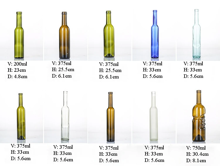 Wholesale 187ml 375ml 750ml Red Wine Bottle Dark Green Empty Luxury