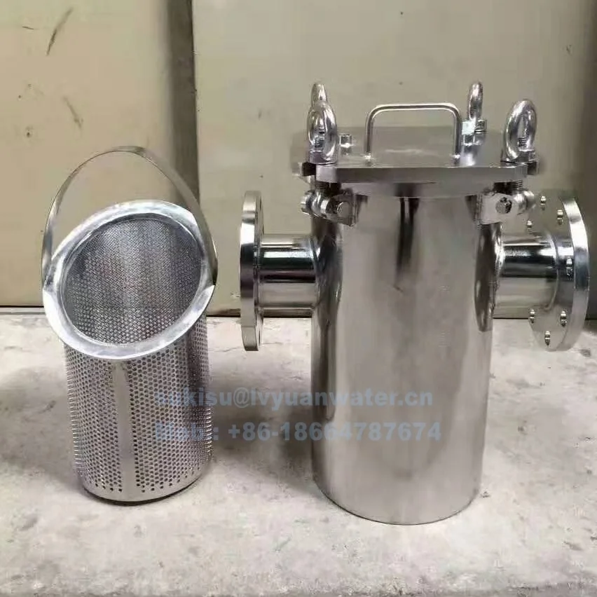 High Flow Industrial Flange/Bolt Quick Open Pipeline Stainless Steel Basket Strainer With Wire Mesh Filter Bucket