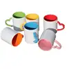 Heart-shaped handle inside the colorful mug