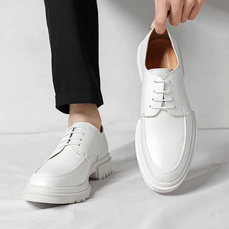 chinese dress ladies Men's White Wing Tip Brogue Lace-Up Leather Dress Shoes US 7.5 / White / D main image 1