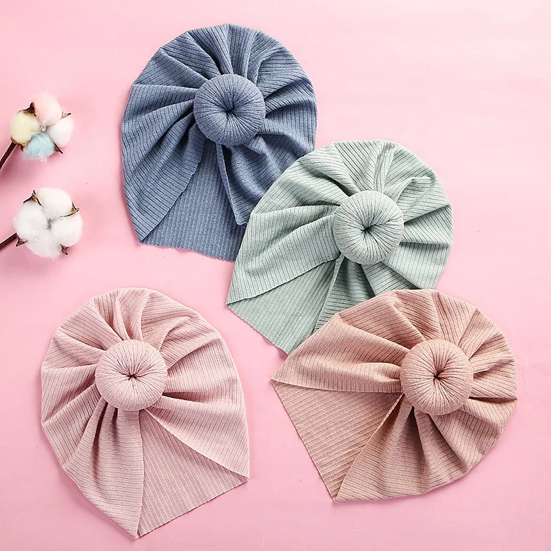 Spring New Design Cute Newborn Kids Toddler Cap Boy Girl Indian Knot Turban Hair Donut Baby Beanie Hat