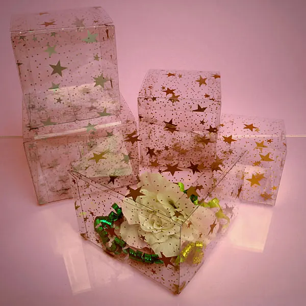 علب هدايا صغيرة شفافة من PVC عالية الجودة مع غطاء، بلاستيك واضح مع ختم وvernishing ممتازة للأغراض الشخصية المخصصة