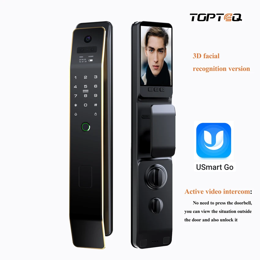 TOPTEQ US8 3D Face Recognition Smart Door Lock USmart Go  Rfid Electronic Lock WIFI Front Door Lock