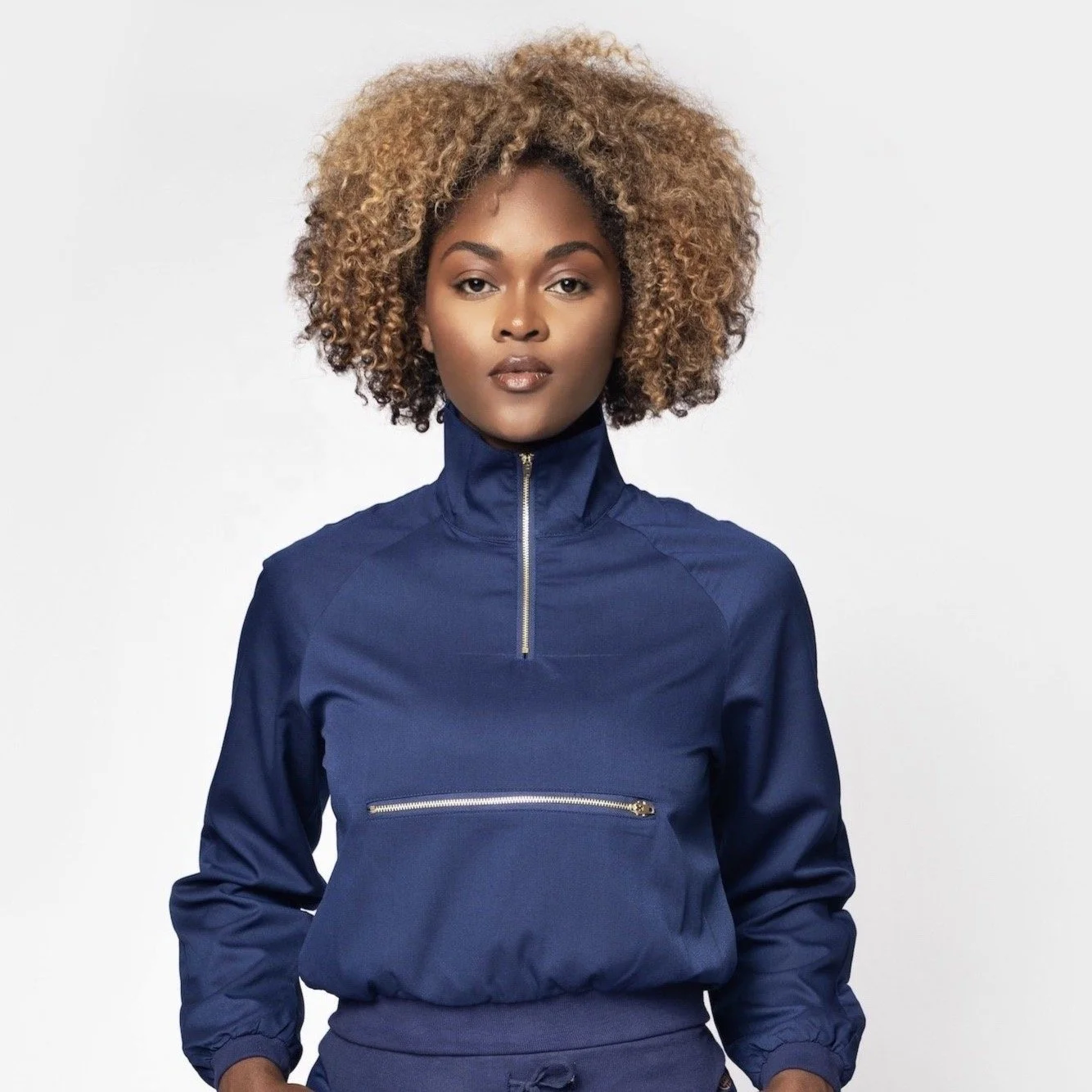 Long Sleeve Scrub Jacket Jogger Nurses Nursing Hospital Uniform Spandex Scrubs Uniforms Suit Set Top and Pants Navy Blue 2022