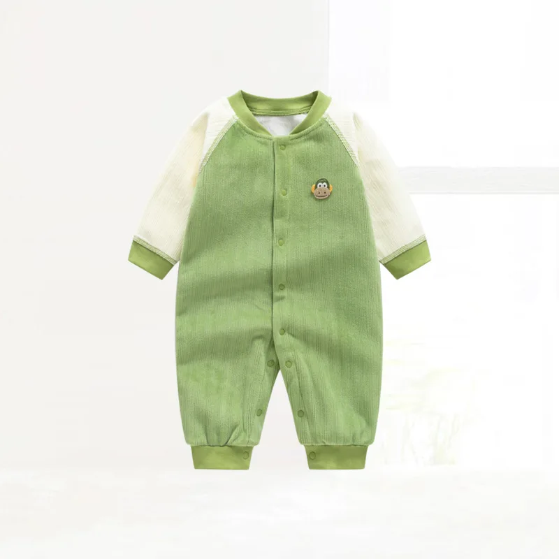 Newborn Baby Thickened Jacquard Pajamas Autumn Infant Unisex Cotton