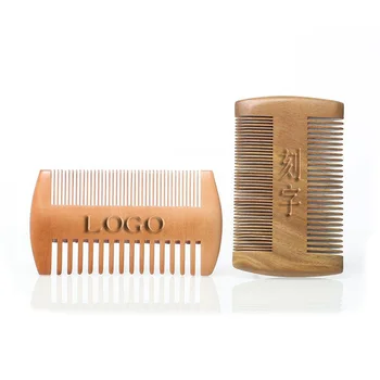 Custom Logo Anti Static Wide Tooth Fine Tooth Wooden Beard Comb Cheap Double Sided Wooden Comb For Men