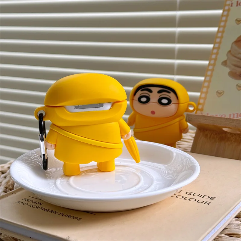 Yellow Umbrella Crayon Shin-chan Headphone Silicone Cartoon Headset Case  for AirPods Pro Pro2 Earphone Shell Cover