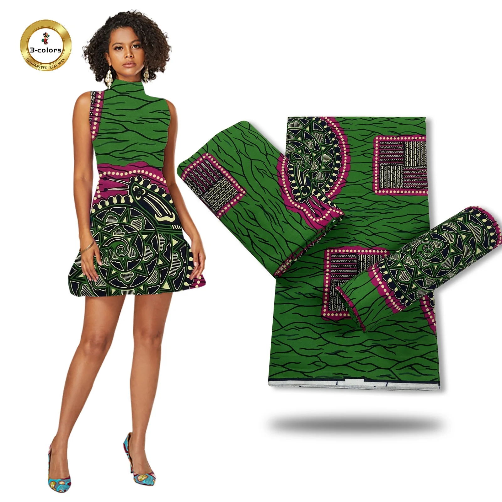 2020 Top Sale African Java Wax Cloth Veritable Polyester Stretch Satin Fabric Printed