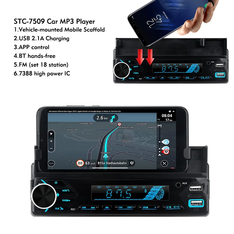 Car Mp3 Player Stereo Autoradio Car Radio Bt Indash 1 Din Fm Auxin