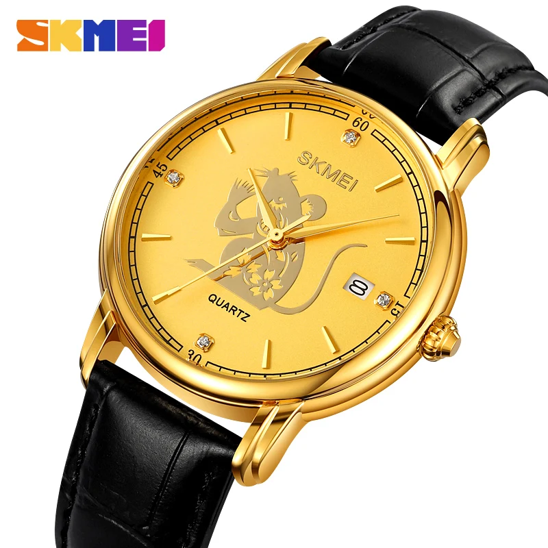 Skmei 2327 Fancy Custom Brand  Man Quartz Watch Perfect Genuine Leather Strap Water Proof Date Display Business Watch Factory