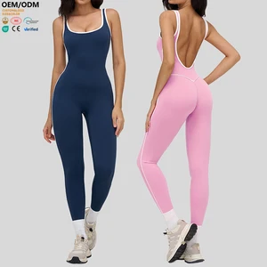 XW-ELT9528 Top Selling Gym Clothing Breathable Fitness Backless Sleeveless Wholesale One Piece Long Sports Yoga Jumpsuit