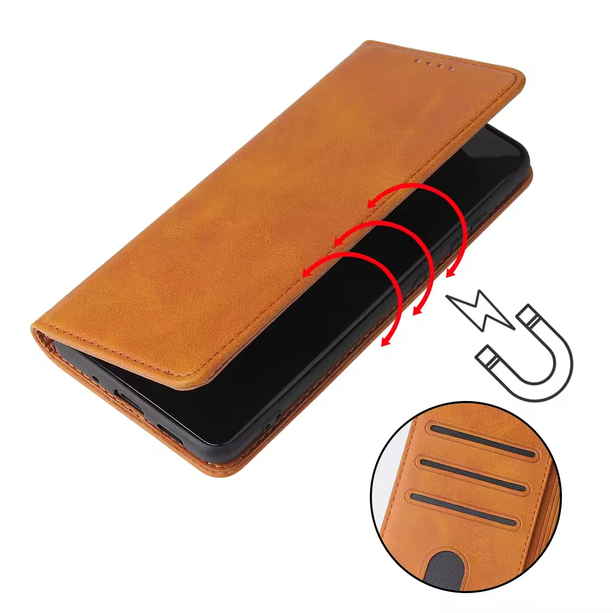 product laudtec luxury wallet leather flip phone case with card holder  for samsung galaxy s25 edge s25 s24 s23 ulrta  s20 s10 plus-7
