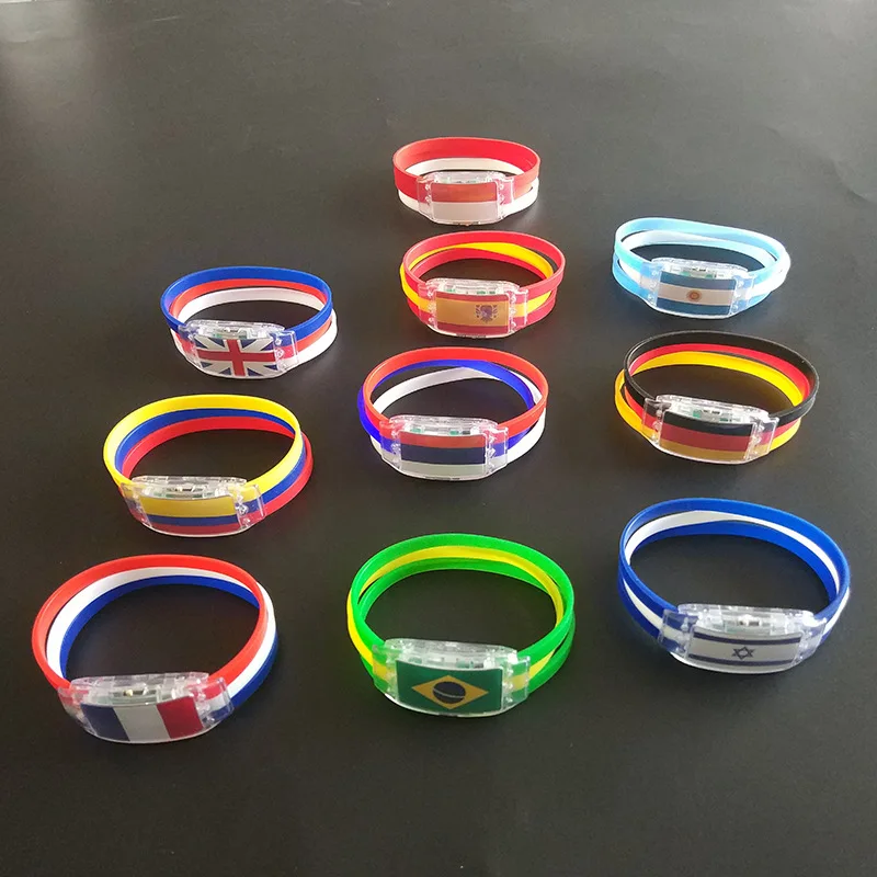 Qatar  2022 Bracelet Customized LED Lighting National Flag Silicone Bracelet Cheering Props 2022 Merchandise