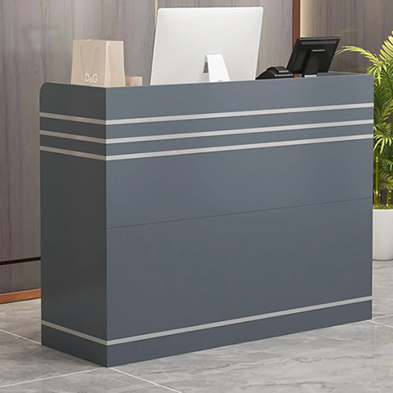Minimalist Receptionist Desk Front Desk Reception Counter Modern Wooden Reception Desk Reception Table with Private Panels