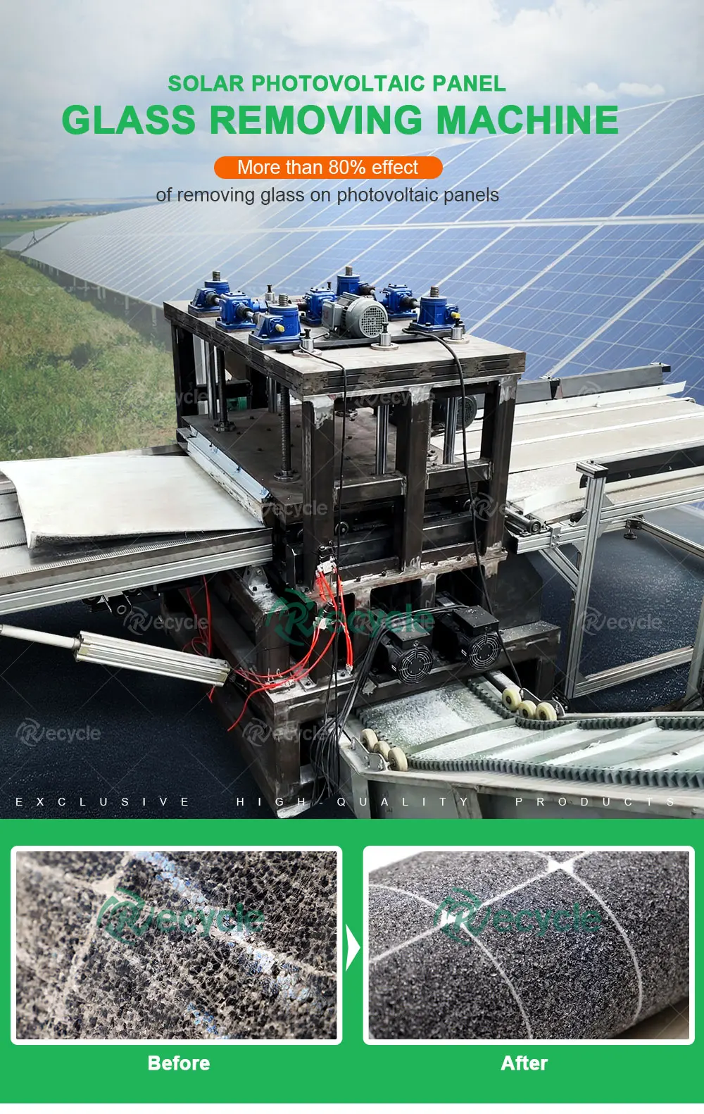 Solar Panel Glass Separate Machine to Remove the Glass for the Solar Panel Recycle Machine