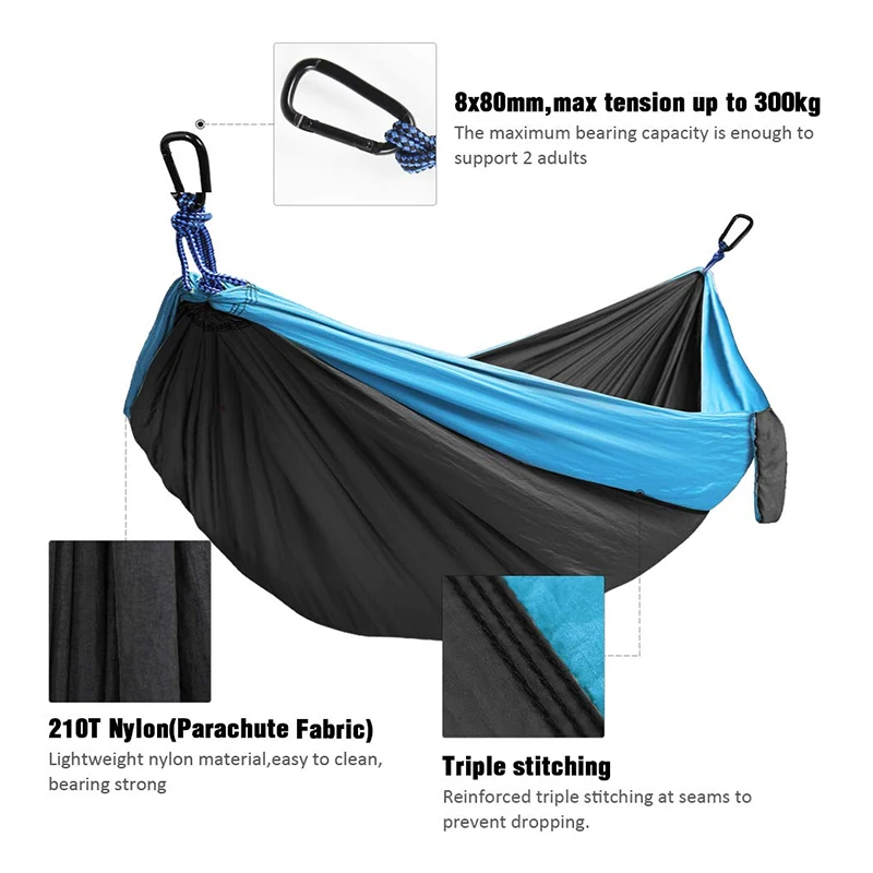 Camping Hammock Double Single Portable Hammocks With,2 Tree Straps And