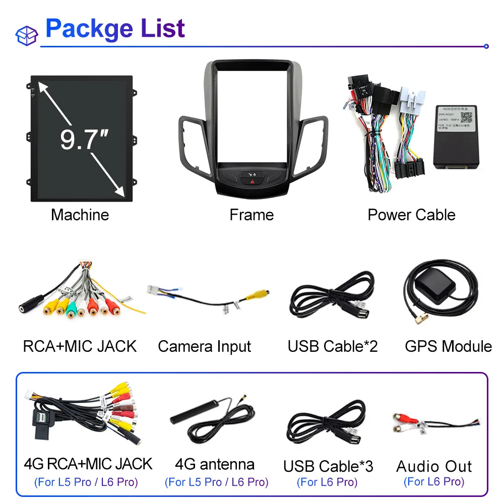 LEHX WIFI DSP 2Din Android 13 Car Radio Multimedia for Ford Fiesta MK7 2009-2016 Carplay Stereos GPS Tesla Style Car DVD Player
