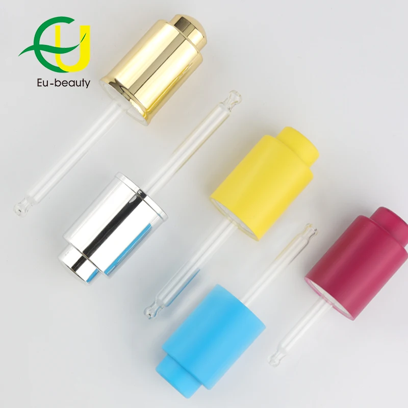 15ml 20ml 30ml gold silver glass cosmetic serum push button dropper bottle with dropper gold press button essential oil dropper/