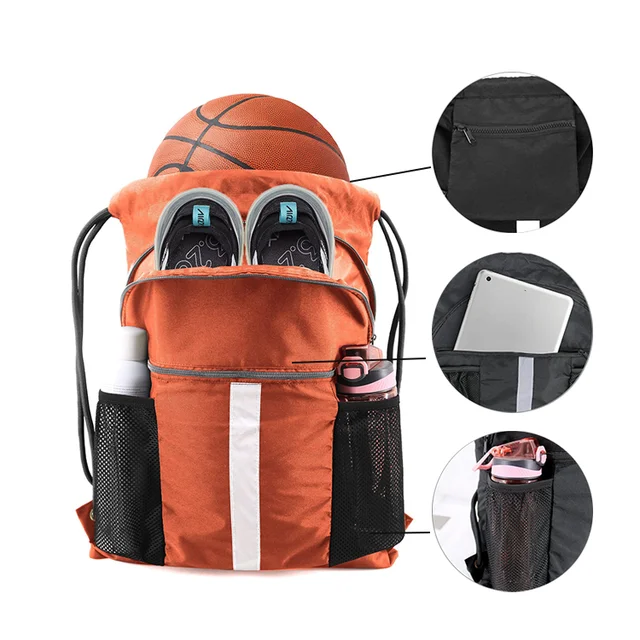 Factory OEM Fashional Mens Sports Drawstring Gym Bag Women Multiple Pockets Large Drawstring Bags With Logo Basketball Backpack