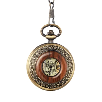 Excellent Quality Vintage High-Grade Wood Clamshell Antique Manual Mechanical Pocket Watch For Men And Women