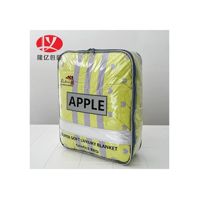 Customizable PVC Blanket Zipper Bag Transparent Plastic Packaging for Bed Sheets with Logo