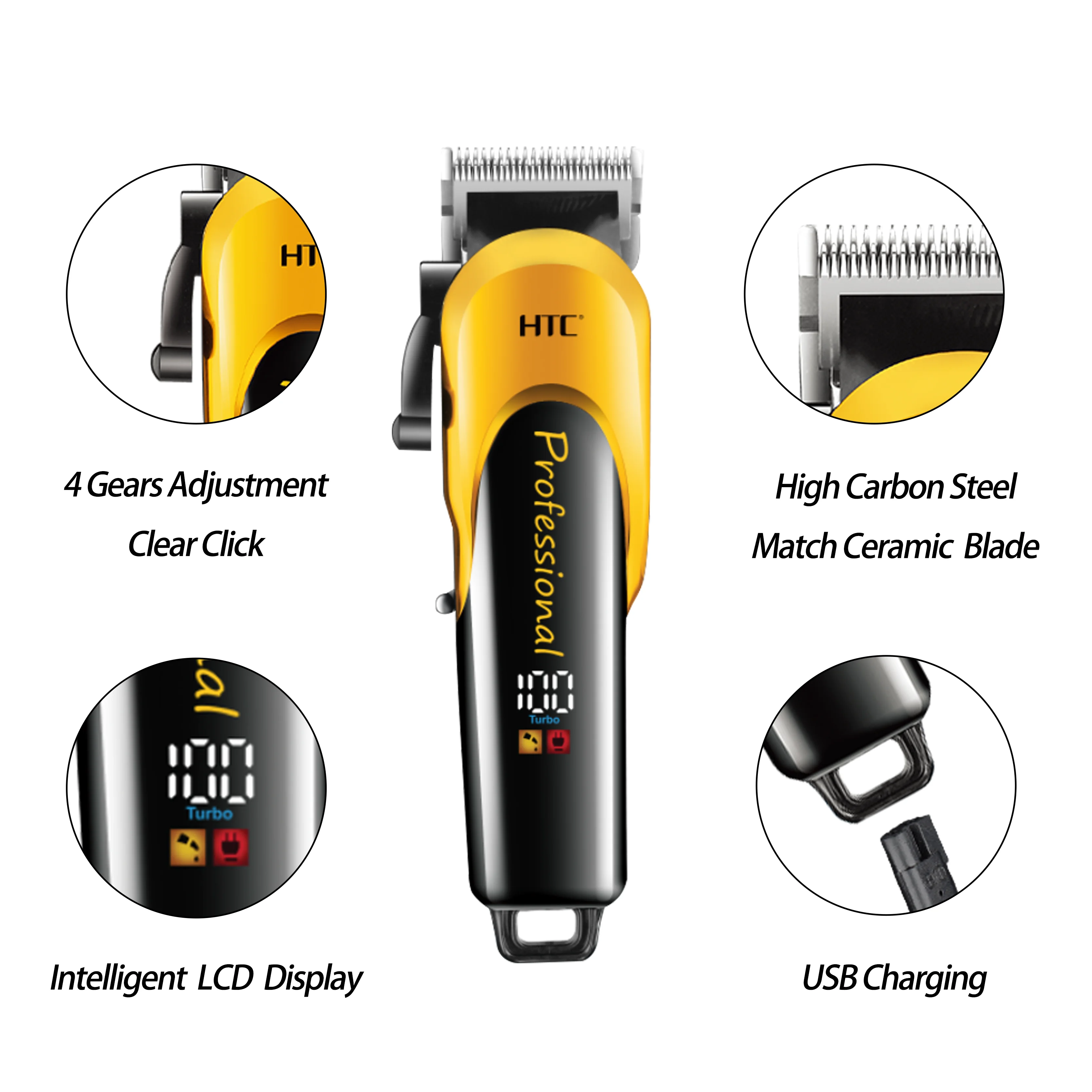 HTC CT-8082 Luxury Digital Display Hair Clipper - 2 Year Warranty