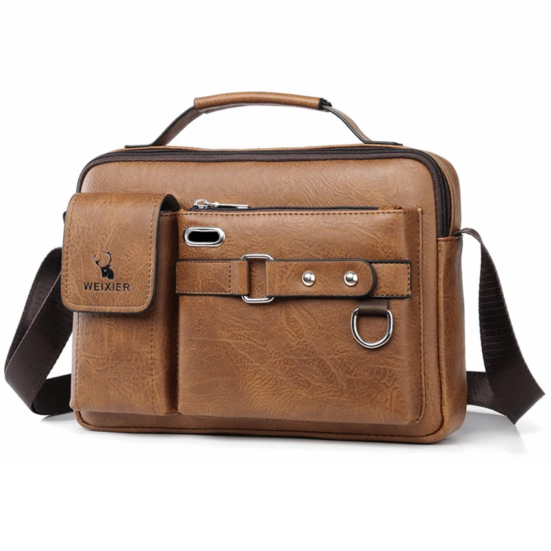 Classic Weixier Men's Crossbody Bag With Buckle Tablet Messenger Bag Pu ...