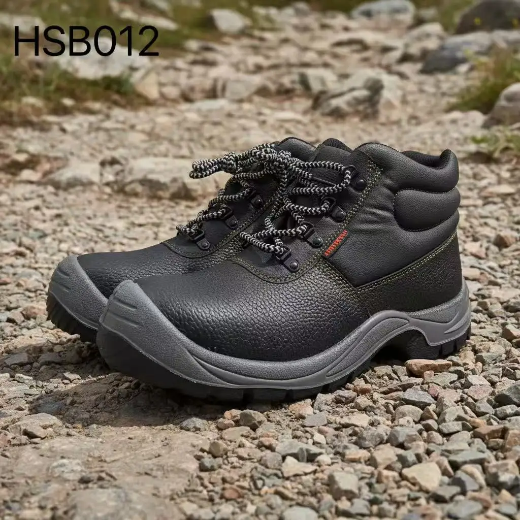 HY,Stamping Workshop Anti-smash Embossed Leather Black Security Shoes Bridge Building Foot Protection Working Shoes HSB012