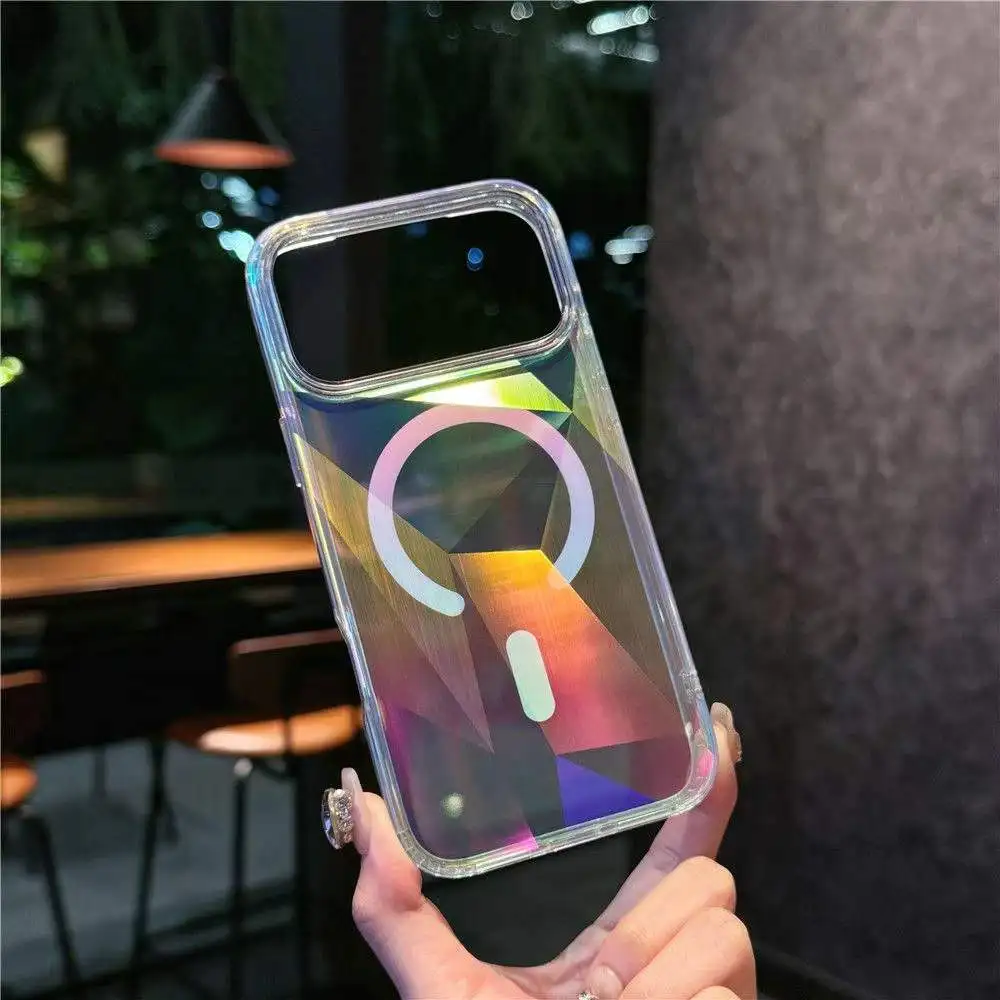 For iPhone 17 Pro Max Color Plated Transparent Color Change Phone Case Fro iPhone 16 Magnetic Shockproof Phone Protection Cover