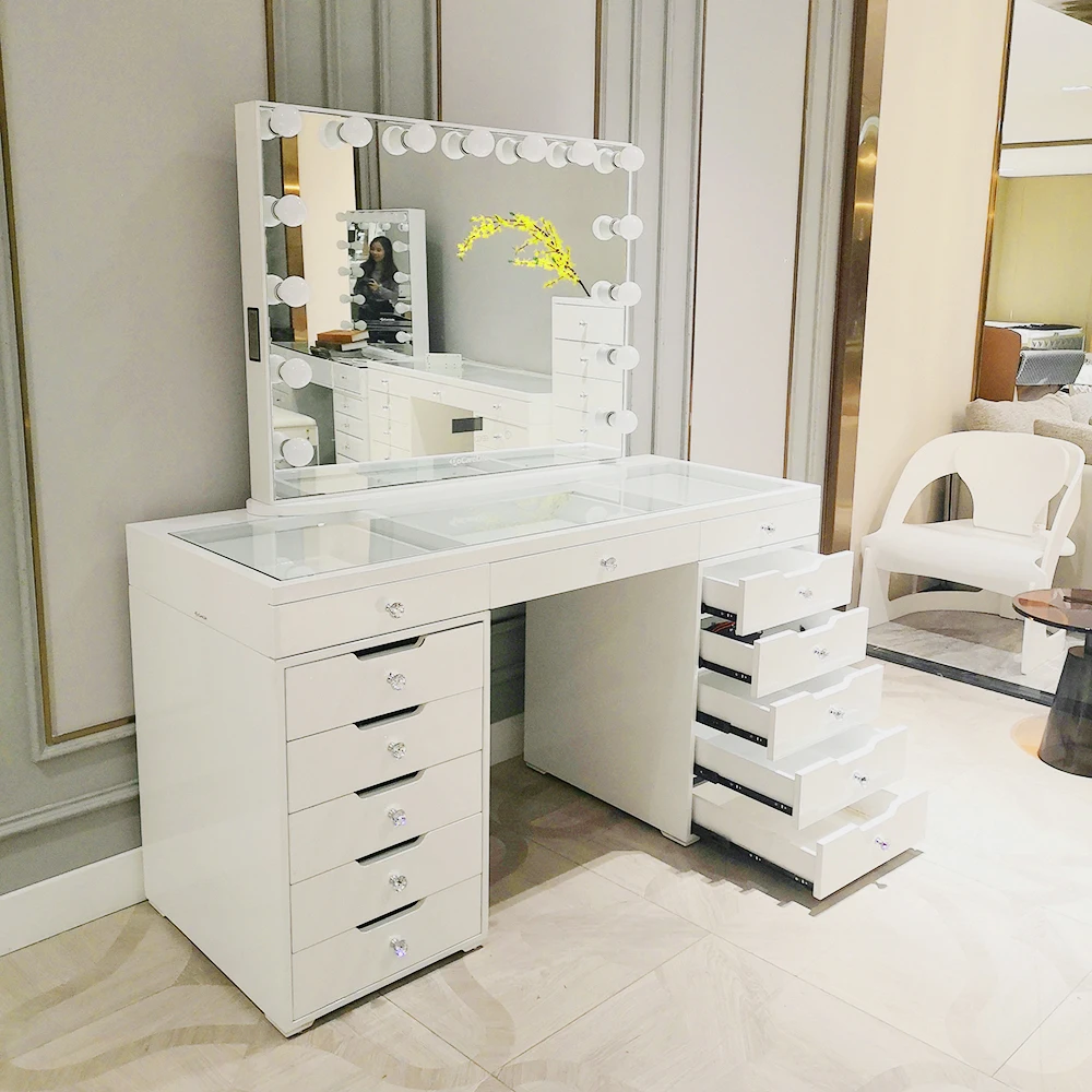Vanity Dresser Girls Lighted Mirror Dressing Table with Drawers Stock in USA! Docarelife Luxury Bedroom Furniture Bedroom Sets