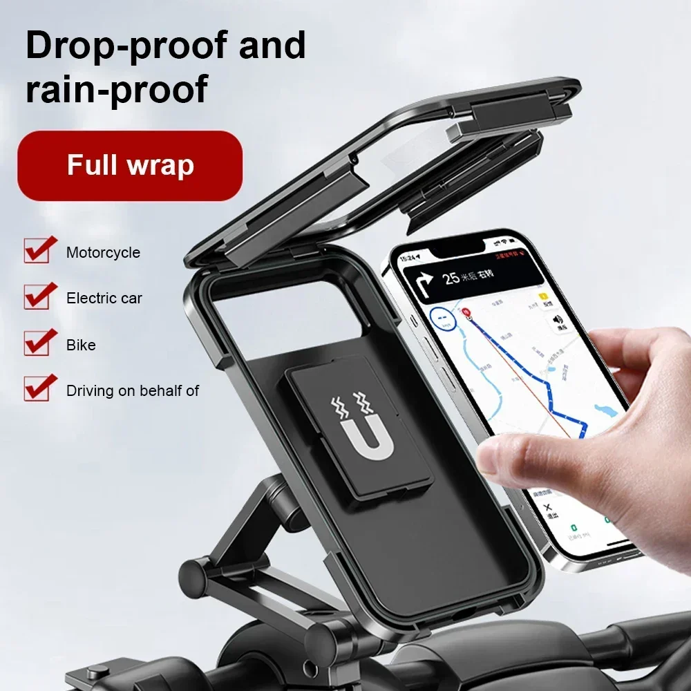 Universal Waterproof Motorcycle Bike Mobile Phone Holder Support Bicycle GPS 360° Swivel Adjustable Cellphone Holder