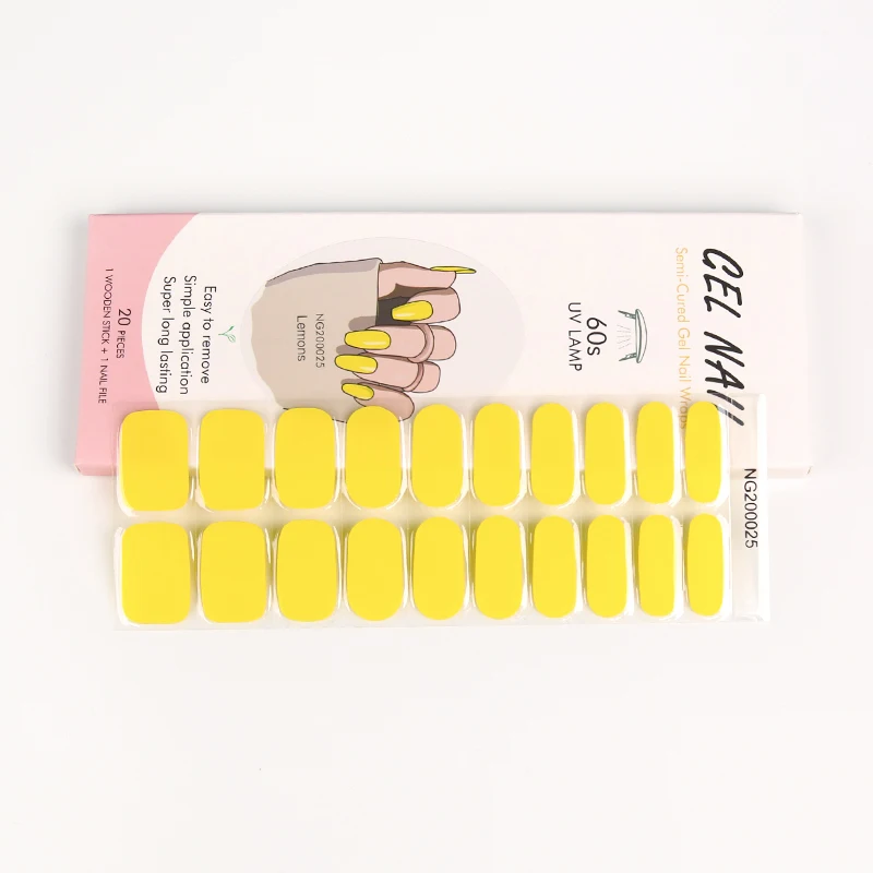 New Arrival Diy Gel Nail Stickers Full Cured Gel Nail Wrap Semi Cured Gel Nail Strip Uv With The