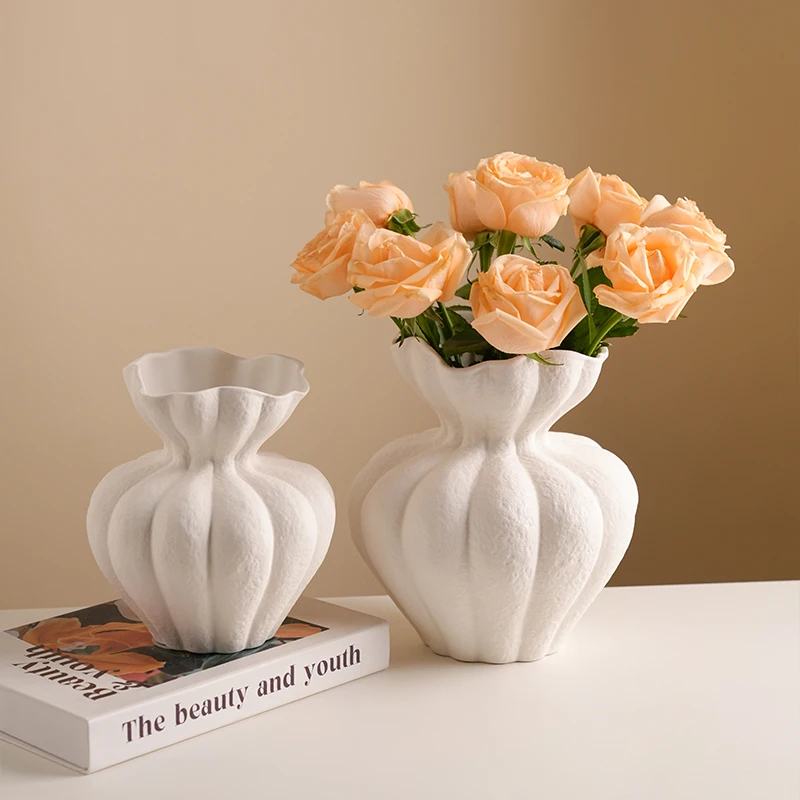 French Vintage Art Deco White Ceramic Vase - Perfect for Easter