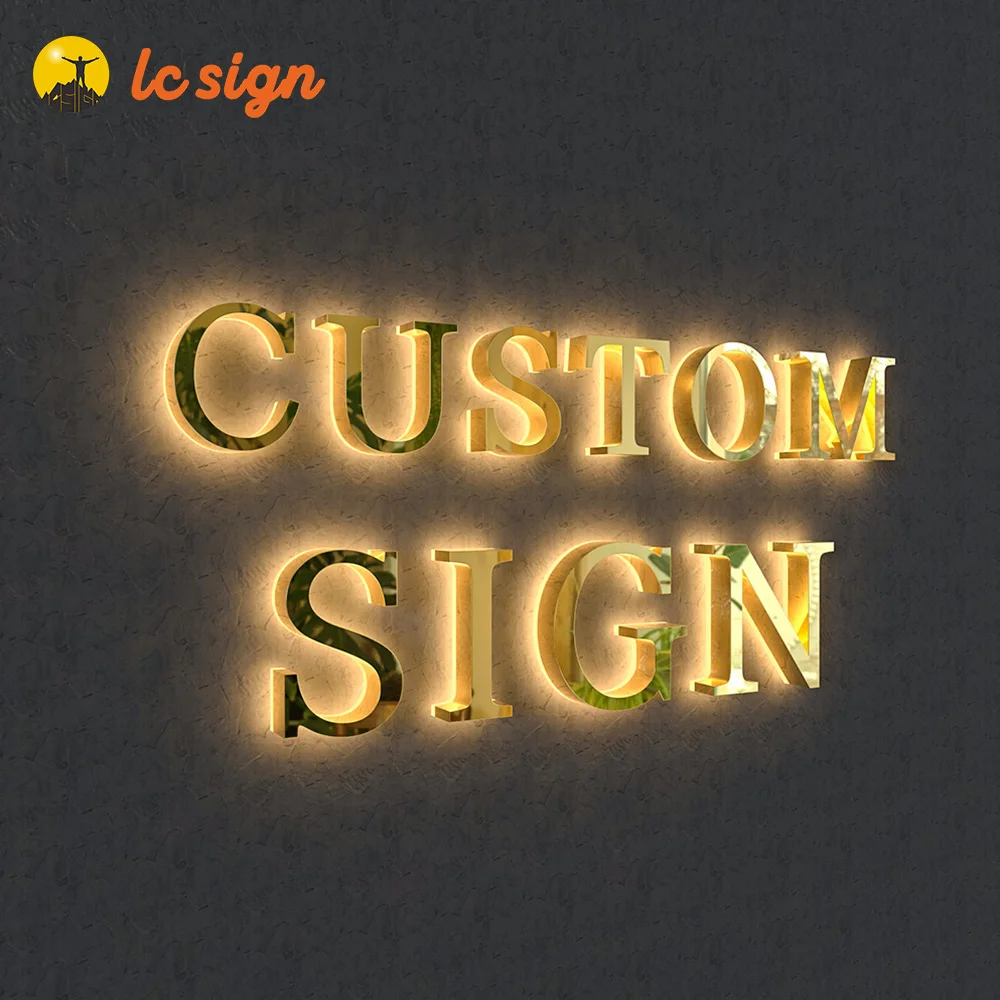 Logo Design Service 3D Metal Back Lighted Signs  Led Letter Sign for Shop Indoor Business Sign Board