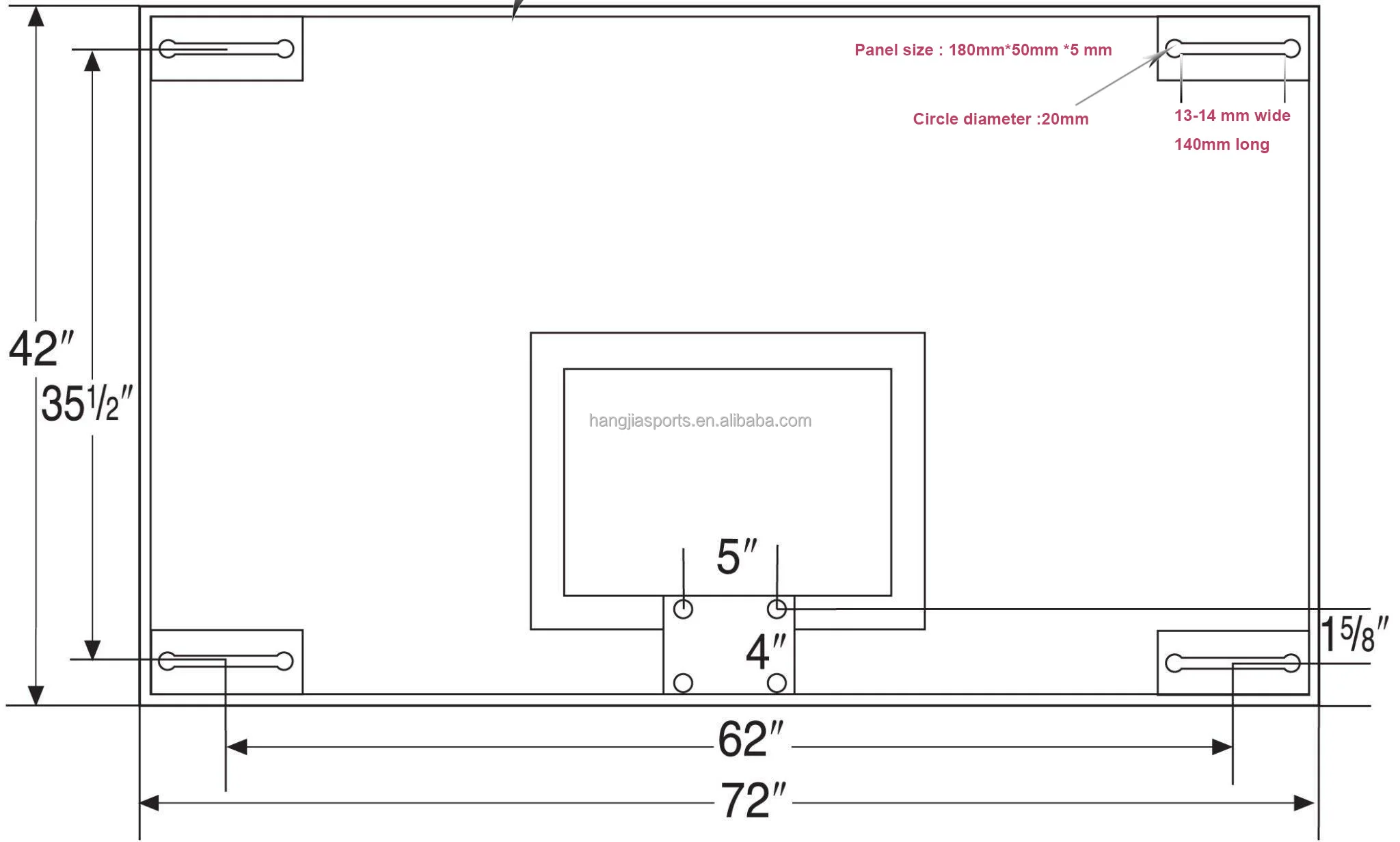 High Quality 72 Inch Basketball Backboard 105x180 Cm Acrylic Glass 10