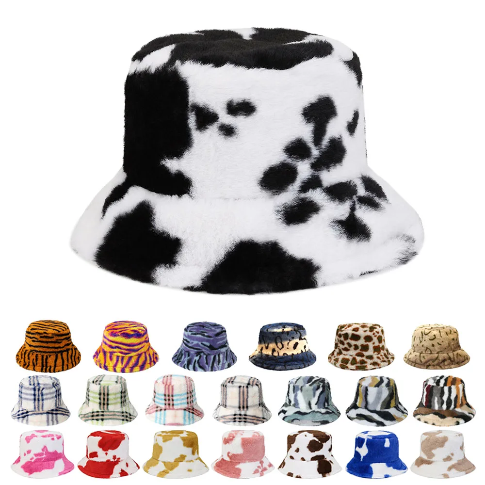 Fall Winter Outdoors Warm Striped Cow Leopard Printed Fluffy  display picture 1