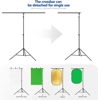 NEEWER T-Shaped Background Backdrop Support Stand Kit, 8.5ft/2.6m Tall Adjustable Tripod Stand and 5ft/1.5m Wide Crossbars with product image