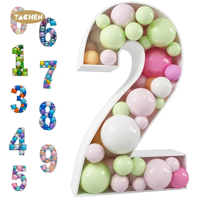 Yachen Diy Large Fillable Letters Mosaic Balloon Frame Custom Number Balloon Stand Box Wedding Party Decorations