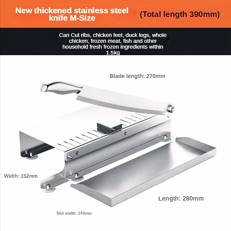 Commercial Stainless Steel Manual Slicer Household Bone Cutting Knife for Ribs Manually Chopping Knife Set