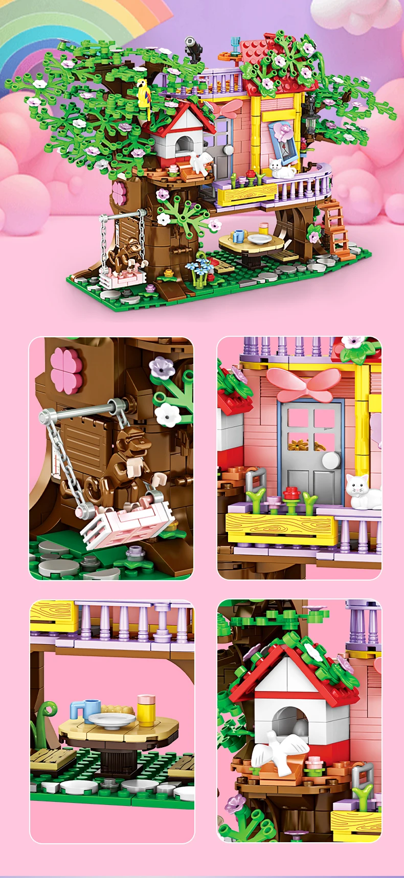 Woma Toys Hot Educational Toy Block 840 Pcs Forest Tree House Block