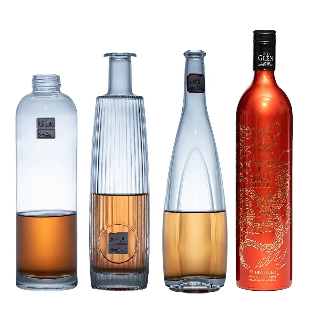 2020 hot private en gros  wholesale  Spirituosen empty glass 16oz 10oz  whisky vodka spirits bottle SGS pass
