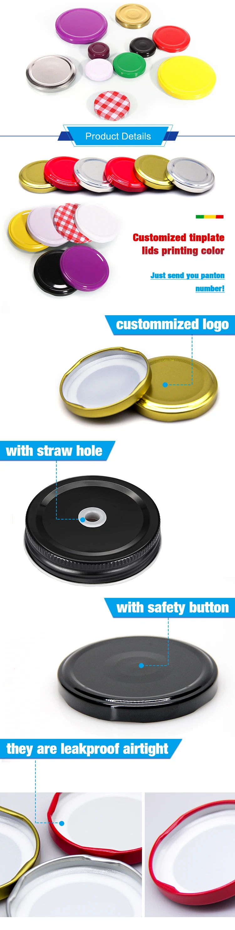 Wholesale Metal Lug Cap Twist Off Cap For Glass Jar And Bottle 30/38/48