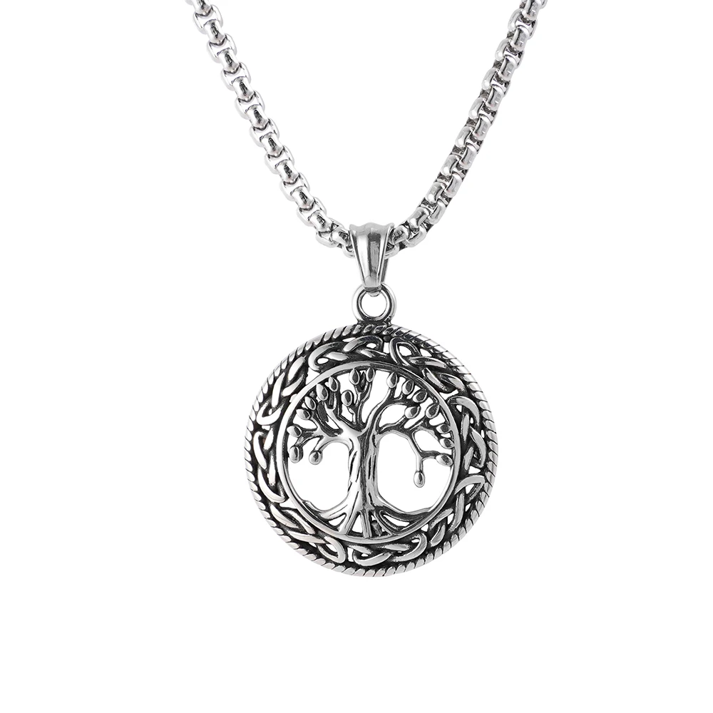 Collana Lunga In Legno Boho | Ciondolo Albero Della Vita Rotondo | Regolabile