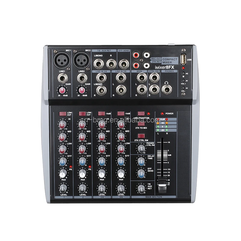 Fast Ship 8 Channel Mini Small Audio Mixer Audio Console with USB Connecting to Computer
