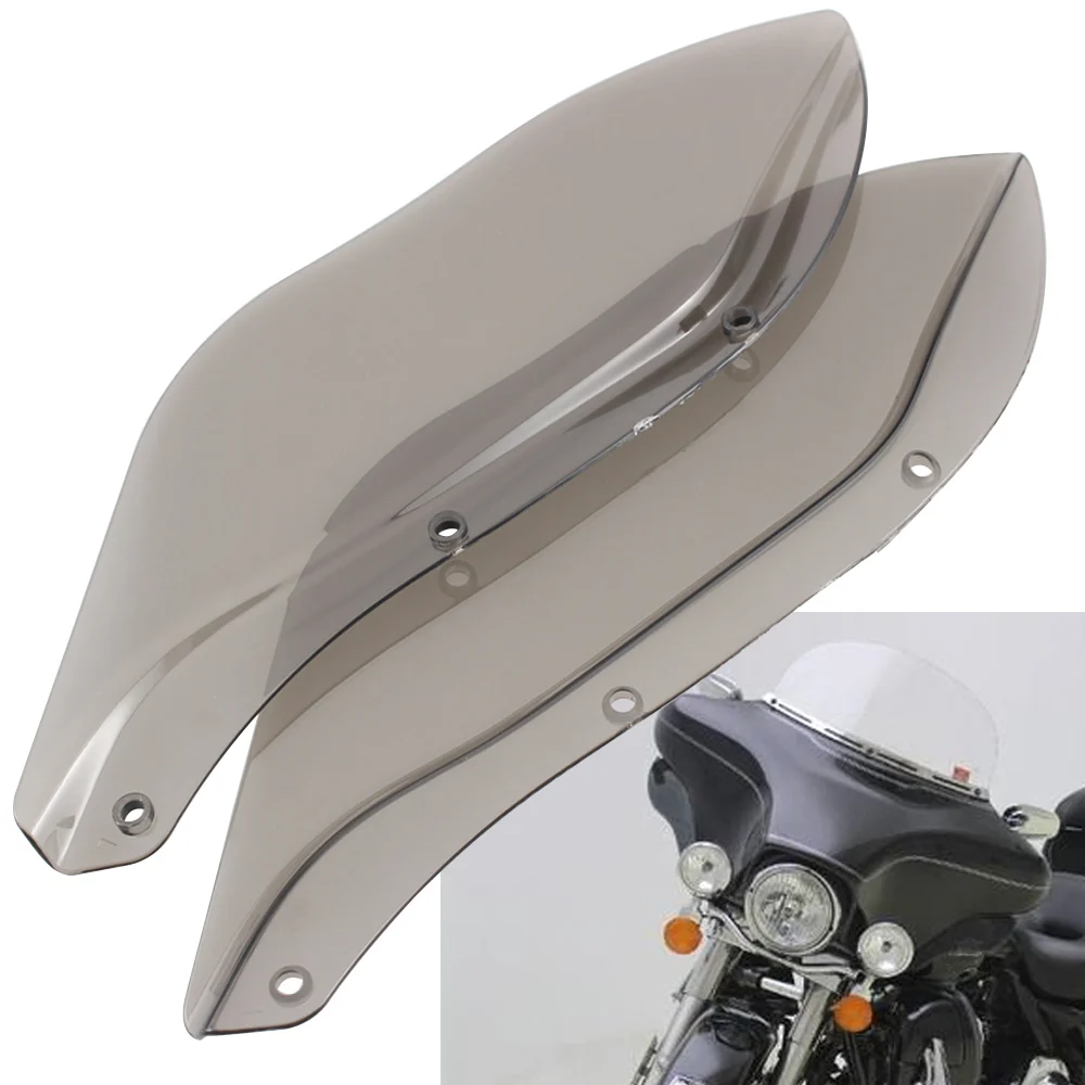 REBACKER ABS Side Wings Air Deflectors Fairing Windscreen Side Cover Shield for Harley Touring Road King Electra Glide FLHX 96-13 Smoke 