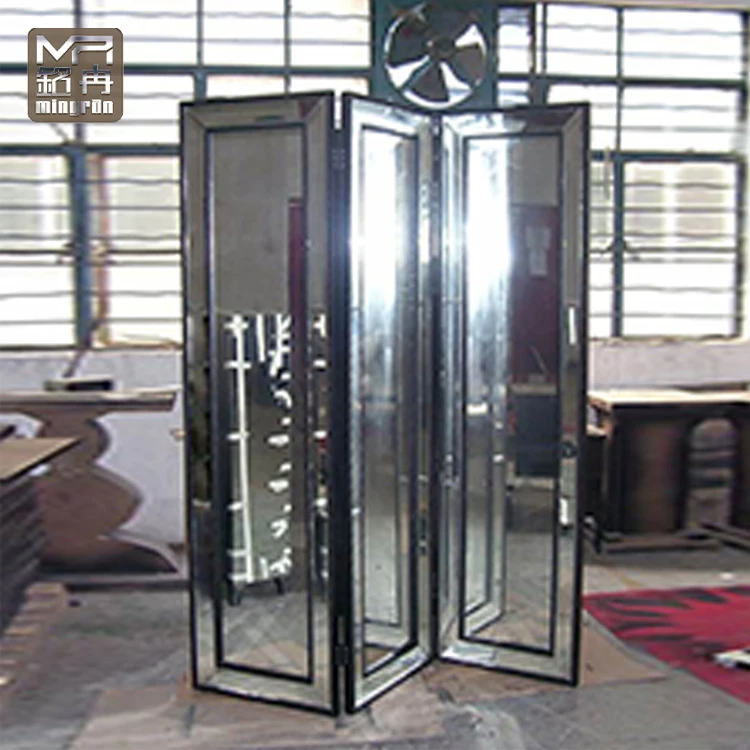 Mirrored 3 Folding Screen Divider Mirrored Decorative Stand Panel
