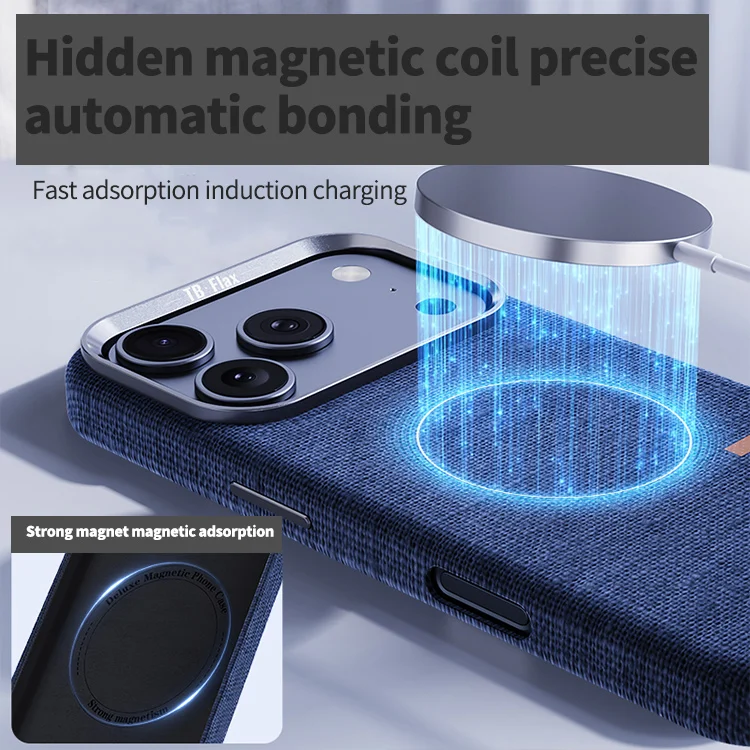 Premium Magnetic Linen iPhone Case - Shockproof Design