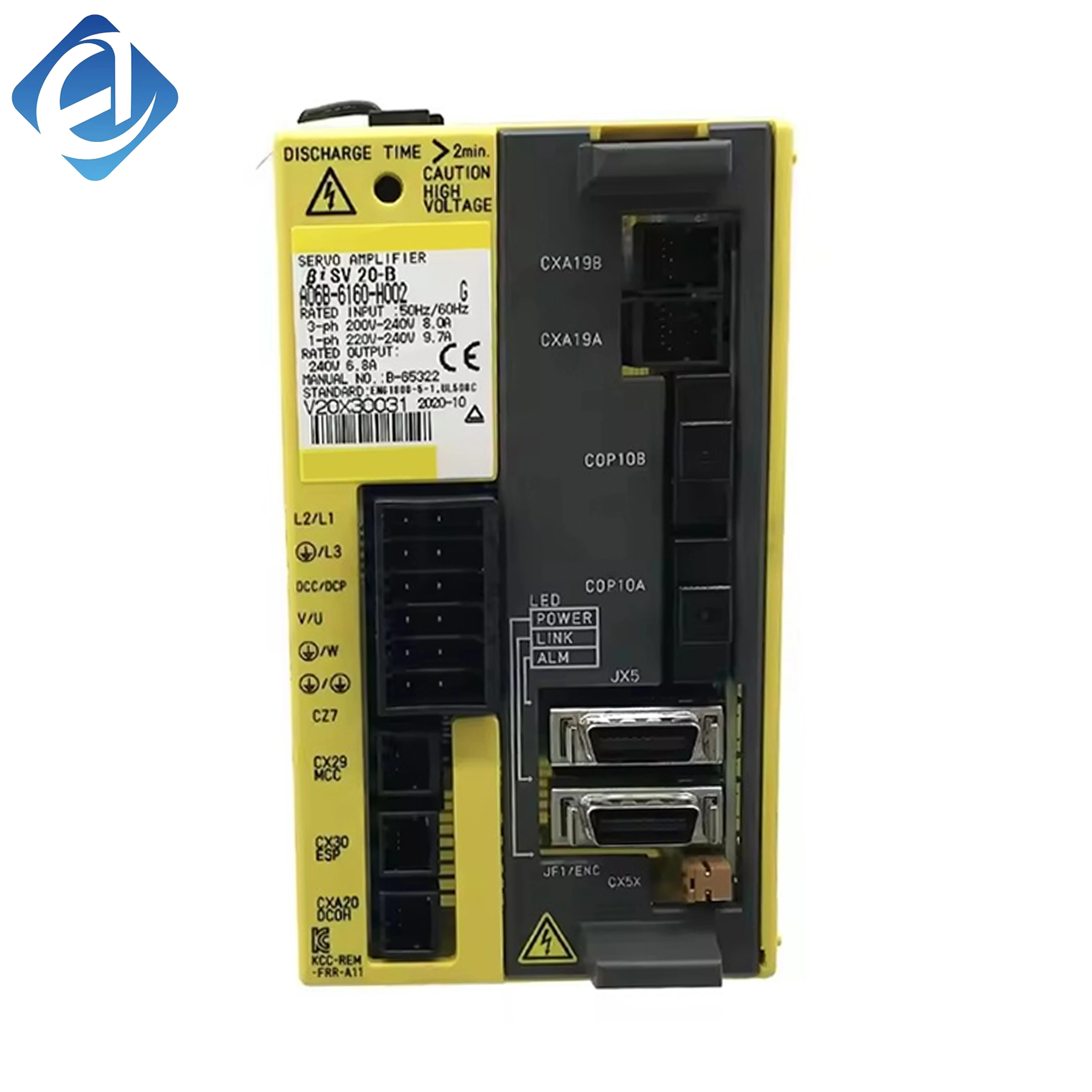 New Original A06B-6160-H002 Fanuc α‑iB series high‑voltage servo amplifier unit. It provides high‑power stable drive output, fast dynamic response and comprehensive fault protection functions. Widely used in Fanuc CNC machine tools 
