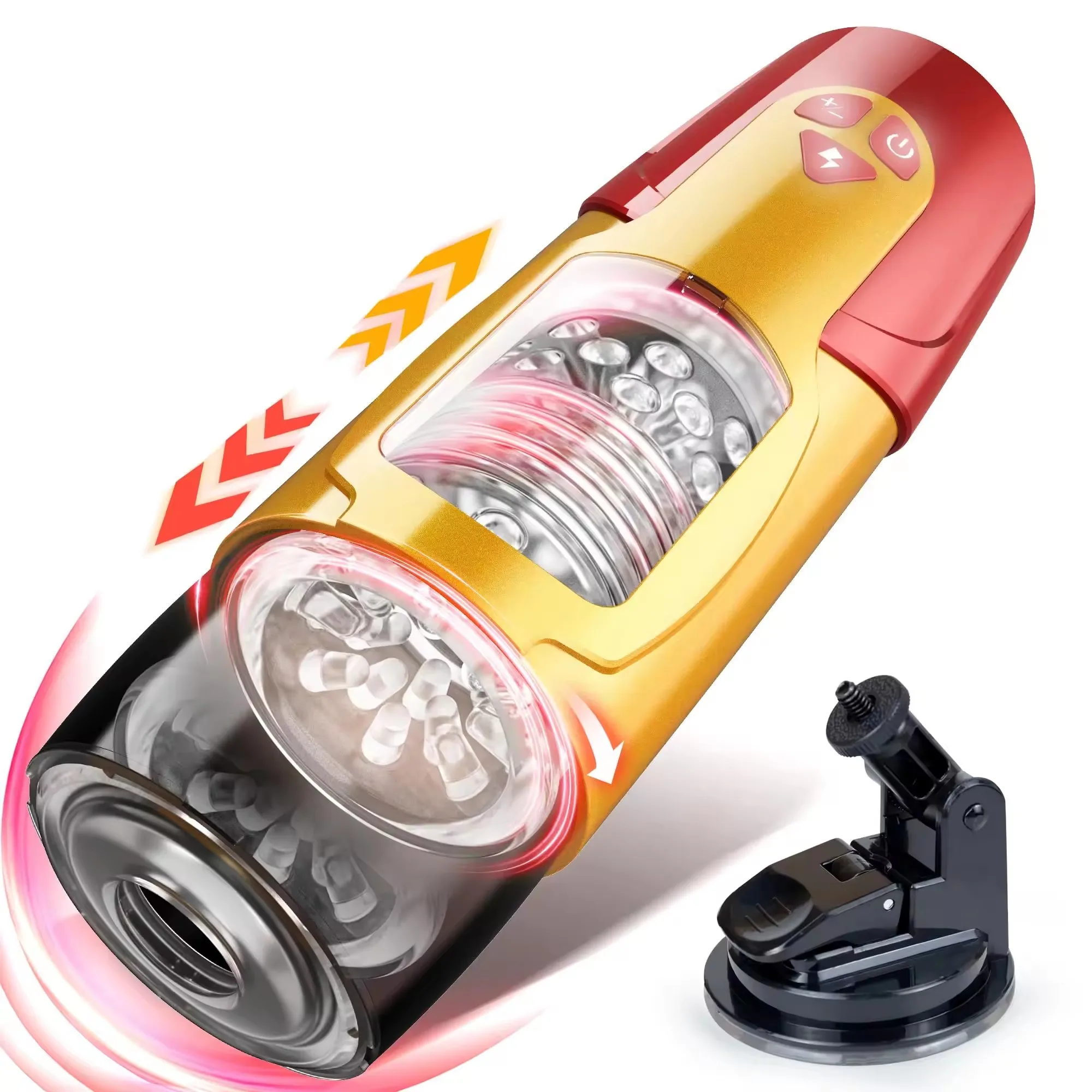 Dark Knight Realistic Pocket Pussy Men Stroker Sex Machine Rotating Thrusting Automatic Male Masturbation Cup with Suction Base