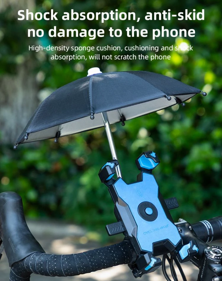 Bike Phone Holder With Mini Umbrellas 360 Rotation Adjustment Abs Sun